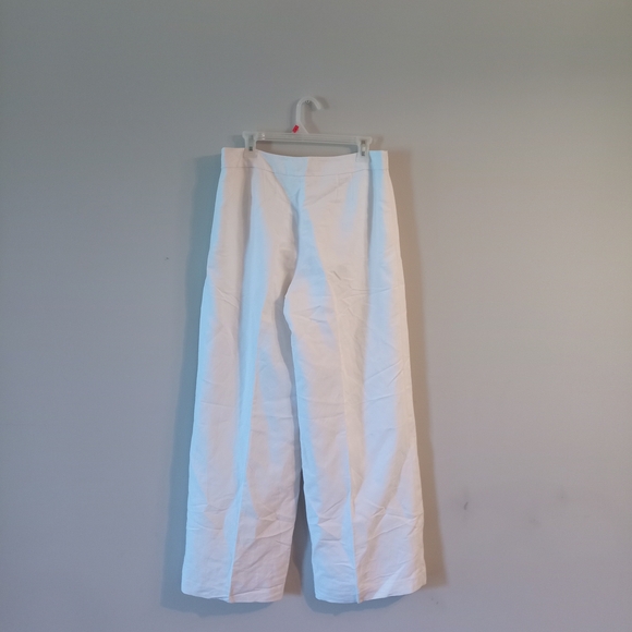 LOFT White Linen Wide Leg Pants Women's 12 - Picture 1 of 9